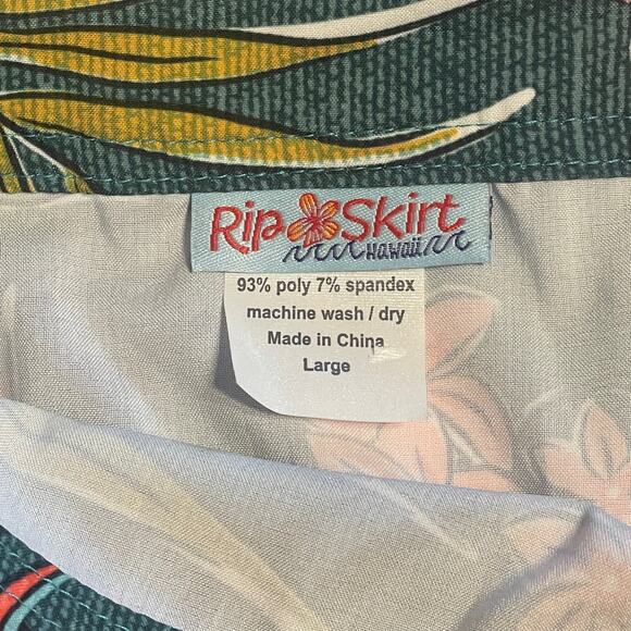 Rip Skirt Hawaii Vintage Bali Jungle Skirt Womens Large Green Tropical Floral - Picture 8 of 10
